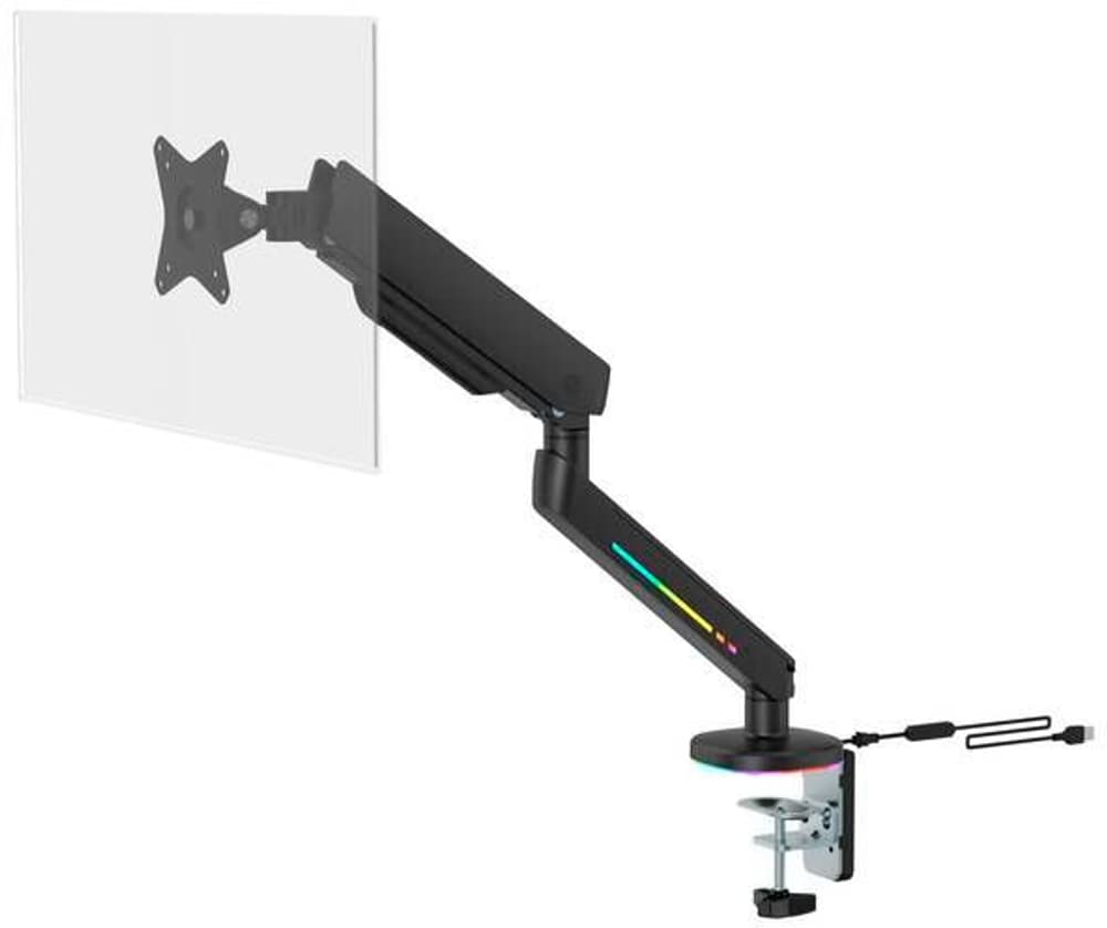 RGB Single Monitor Arm, Noir Support pour écran Deltaco 785300181303 Photo no. 1