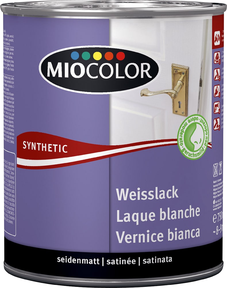Synthetic Weisslack seidenmatt weiss 750 ml Synthetic Weisslack Miocolor 661446200000 Farbe Weiss Inhalt 750.0 ml Bild Nr. 1