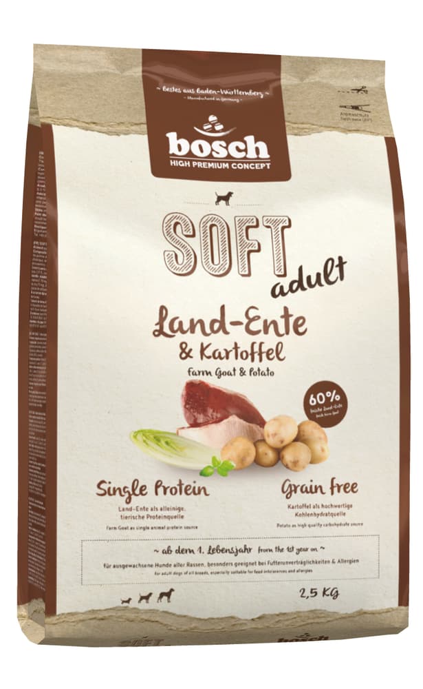 Soft Canard fermier et pommes de terre, 2.5 kg Aliments secs bosch HPC 658289700000 Photo no. 1