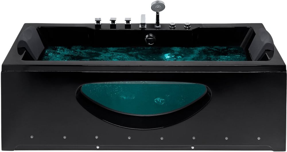 Whirlpool Badewanne schwarz rechteckig mit LED 170 x 80 cm HAWES Rechteckige Badewanne Beliani 655995900000 Bild Nr. 1
