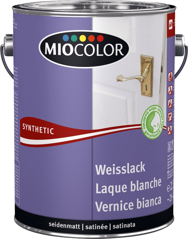 Synthetic Weisslack seidenmatt weiss 2.5 l Synthetic Weisslack Miocolor 661446000000 Farbe Weiss Inhalt 2.5 l Bild Nr. 1