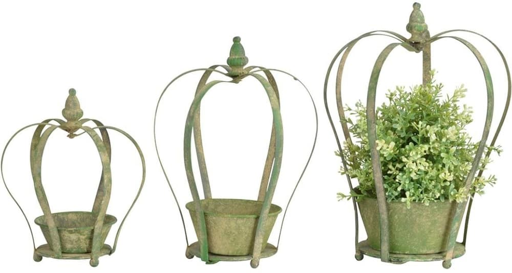 Set di 3 vasi da fiori Corona, verde Vaso per fiori Esschert Design 785300178588 N. figura 1