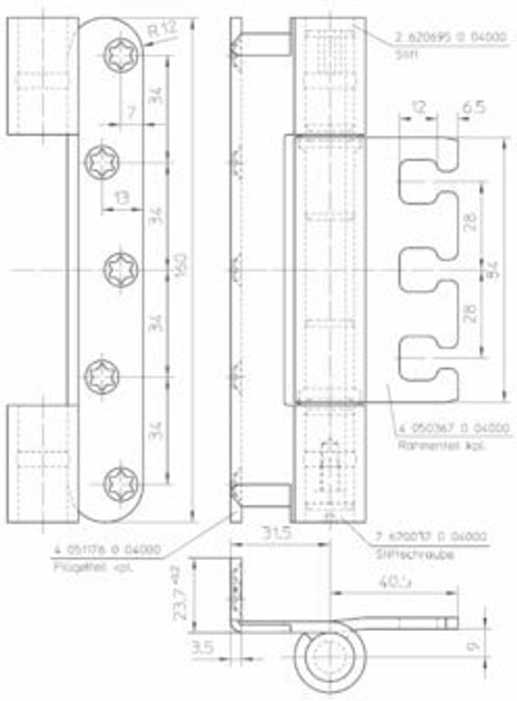 Cerniere-pomelle SIMONSWERK VARIANT VX 7939/160-15/4,5 Cerniere SIMONSWERK 669700121419 N. figura 1