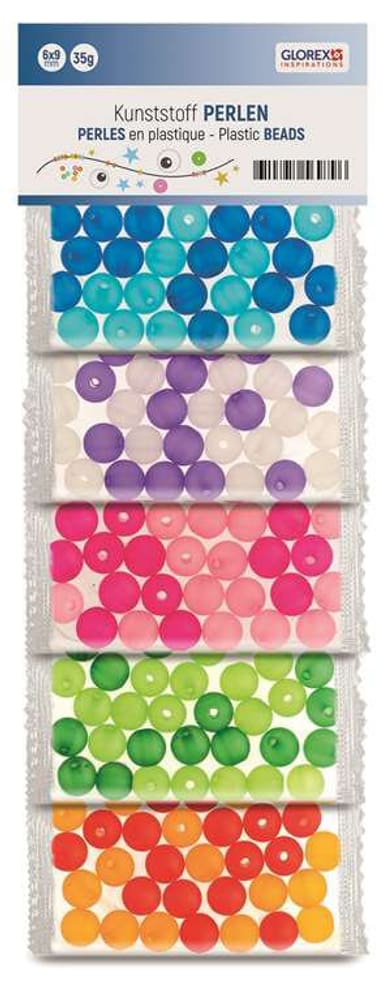 Perles en plastique multicolor, 8mm, 5 couleurs, 50g Perles artisanales 608107500000 Photo no. 1