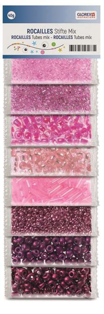 Mix Rocailles/tubi, rosa 8 colori, 40g Perline artigianali 608106600000 N. figura 1