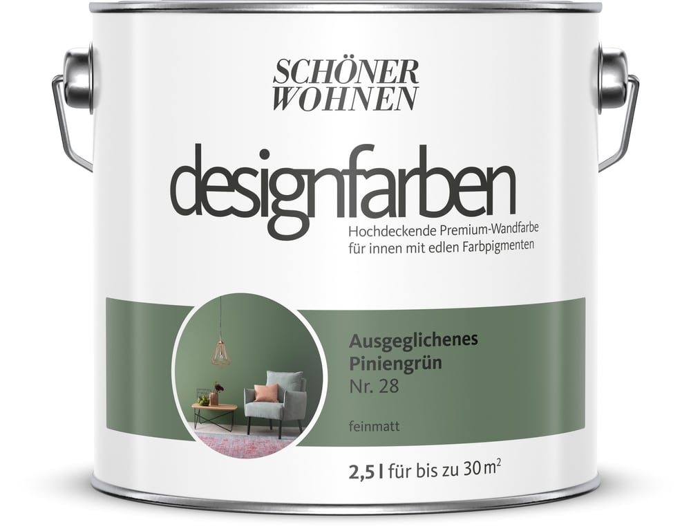 Designfarbe Piniengrün 2,5 l Pittura per pareti Schöner Wohnen 660977200000 Contenuto 2.5 l N. figura 1