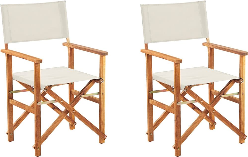 Set di 2 sedie in legno di acacia chiaro e bianco sporco CINE Sedia da giardino Beliani 659189900000 N. figura 1