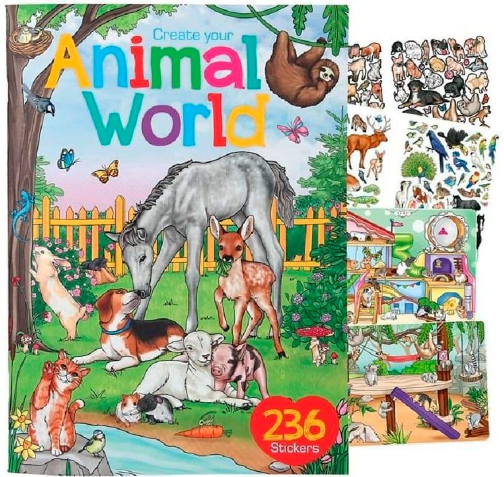 Libro di adesivi del mondo animale con 24 pagine Libro di adesivi Depesche 785302426851 N. figura 1