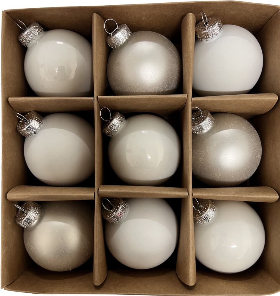 Ensemble de boules de Noël 9 pcs Décoration pour arbre Do it + Garden 655153800000 Couleur Blanc Dimensions ø: 8.0 cm Photo no. 1