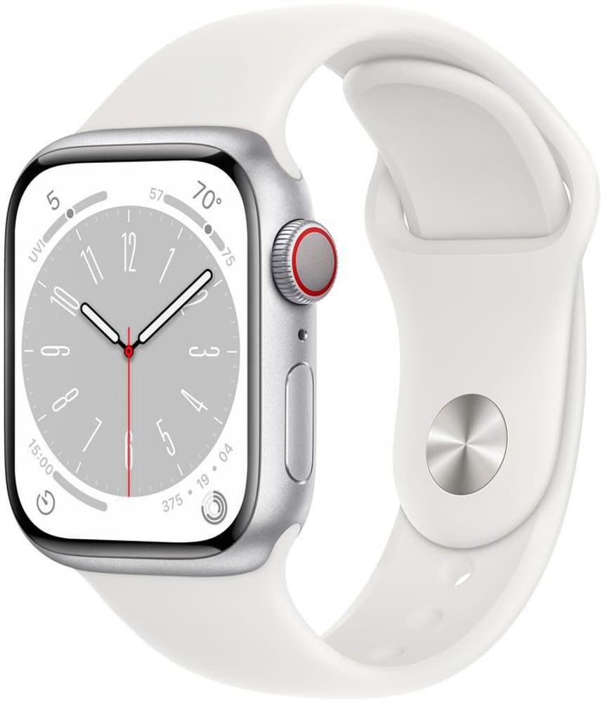 Watch Series 8 GPS + Cellular 41mm Silver Aluminium Case with White Sport Band - Regular Montre connectée Apple 785302425566 Photo no. 1