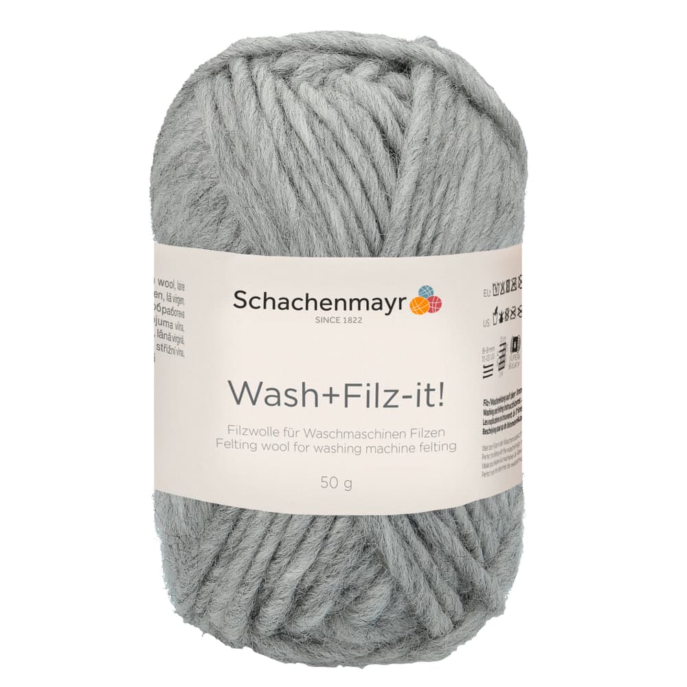 Filzwolle «Wash + Filz-it!» Filzwolle Schachenmayr 667089000040 Farbe Hellgrau Grösse L: 14.0 cm x B: 7.5 cm x H: 7.0 cm Bild Nr. 1