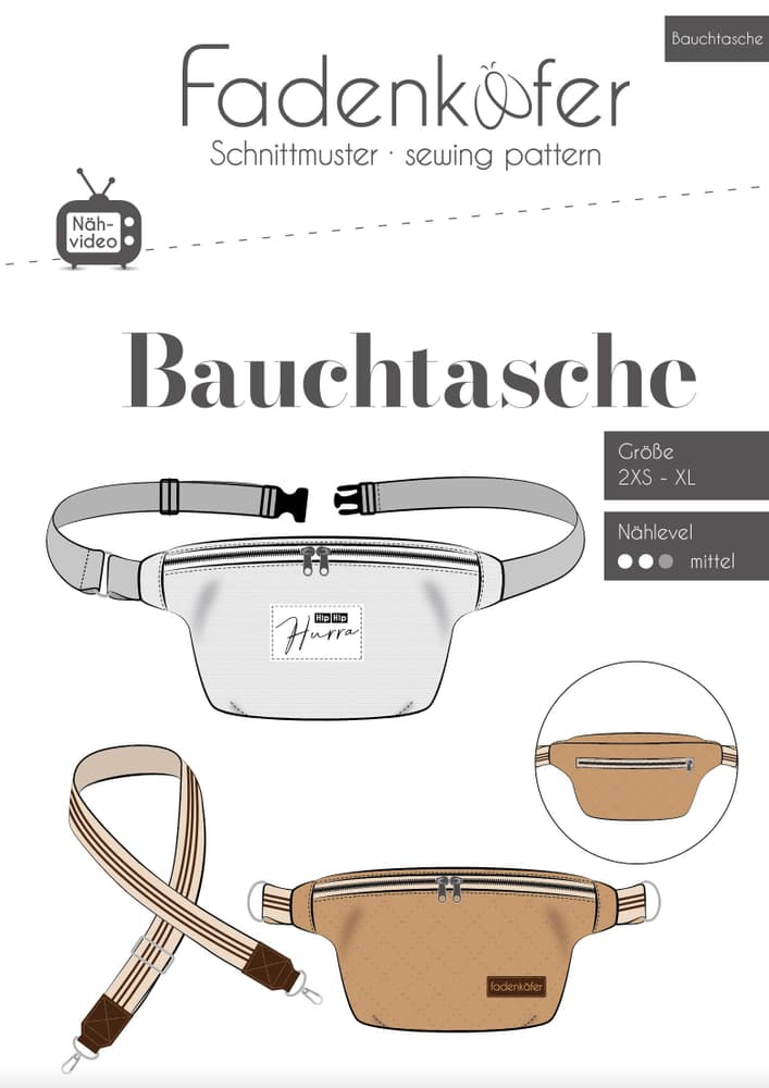 Papierschnittmuster Bauchtasche Schnittmuster Fadenkäfer 669700125673 Bild Nr. 1