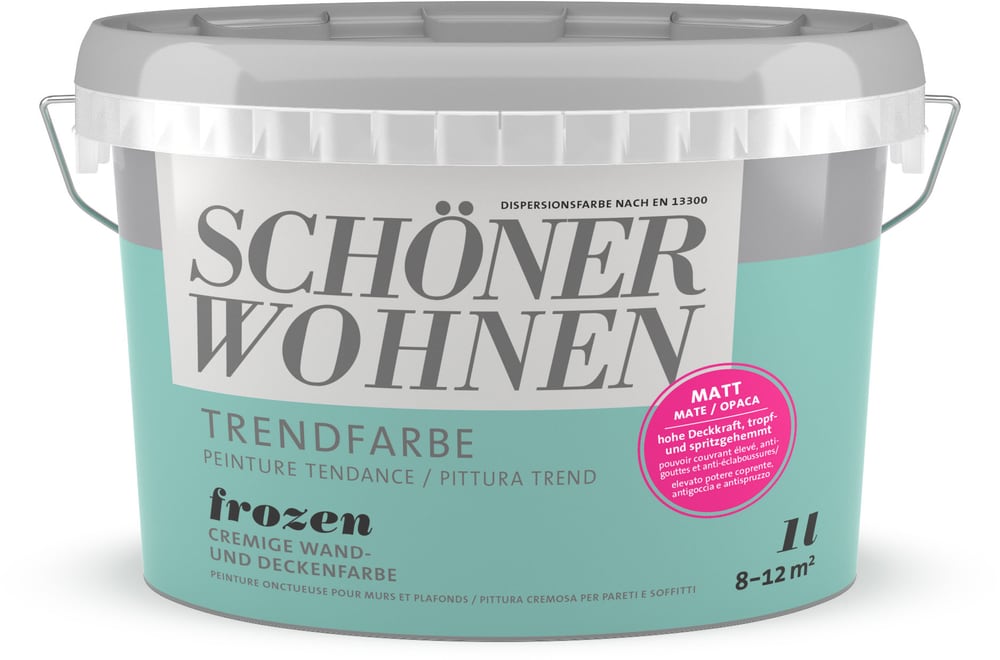 Vernice di tendenza opaca Frozen 1 l Pittura per pareti Schöner Wohnen 660962700000 Contenuto 1.0 l N. figura 1