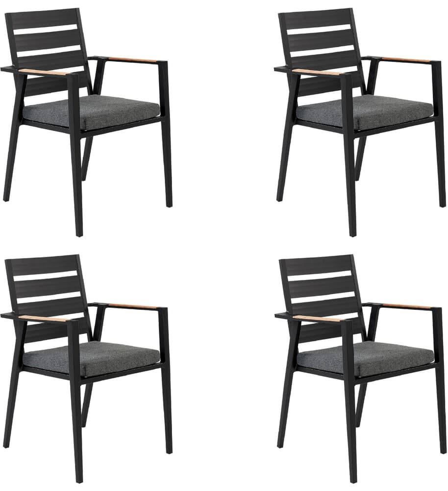 Lot de 4 chaises de jardin noires TAVIANO Chaise de jardin Beliani 674740100000 Photo no. 1