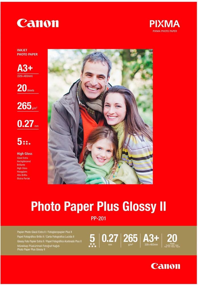 265g A3+ PP201A3+ InkJet glossy II Carta per foto Canon 785302434077 N. figura 1
