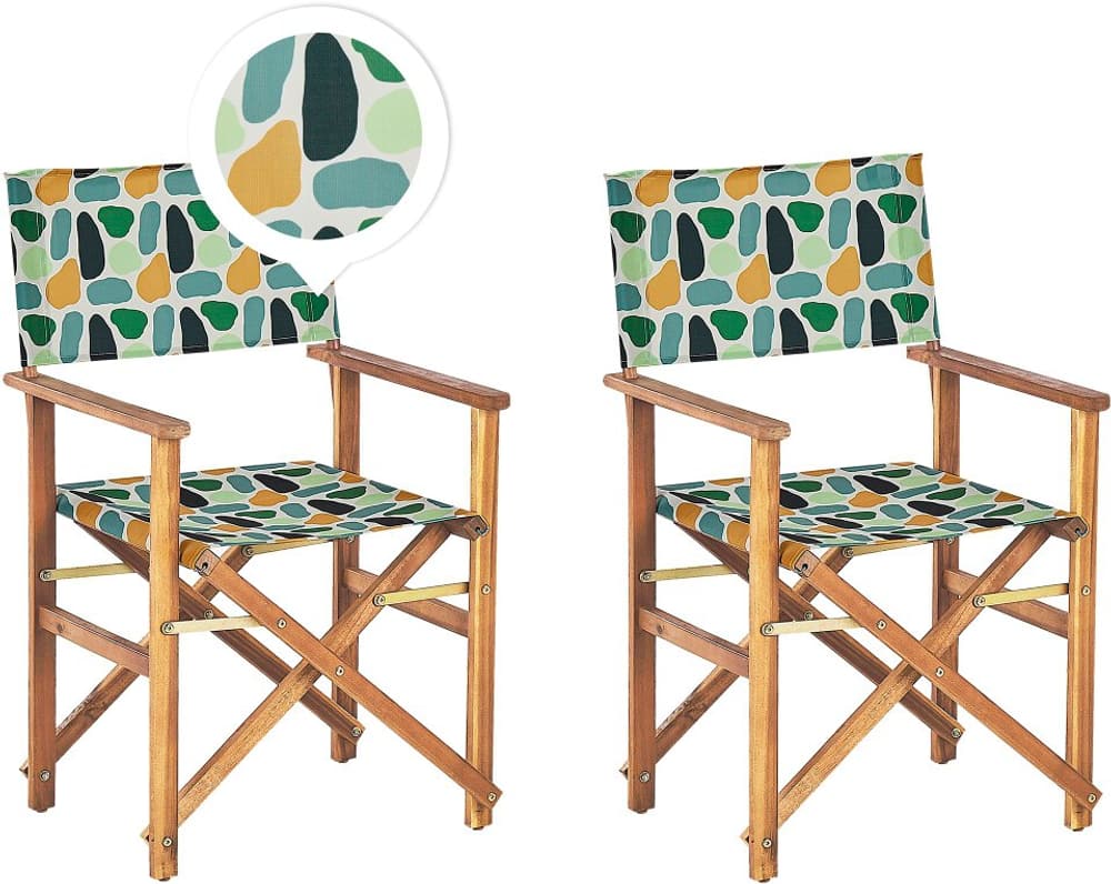 Lot de 2 chaises de jardin bois clair et gris à motif abstrait CINE Chaise de jardin Beliani 655519400000 Photo no. 1