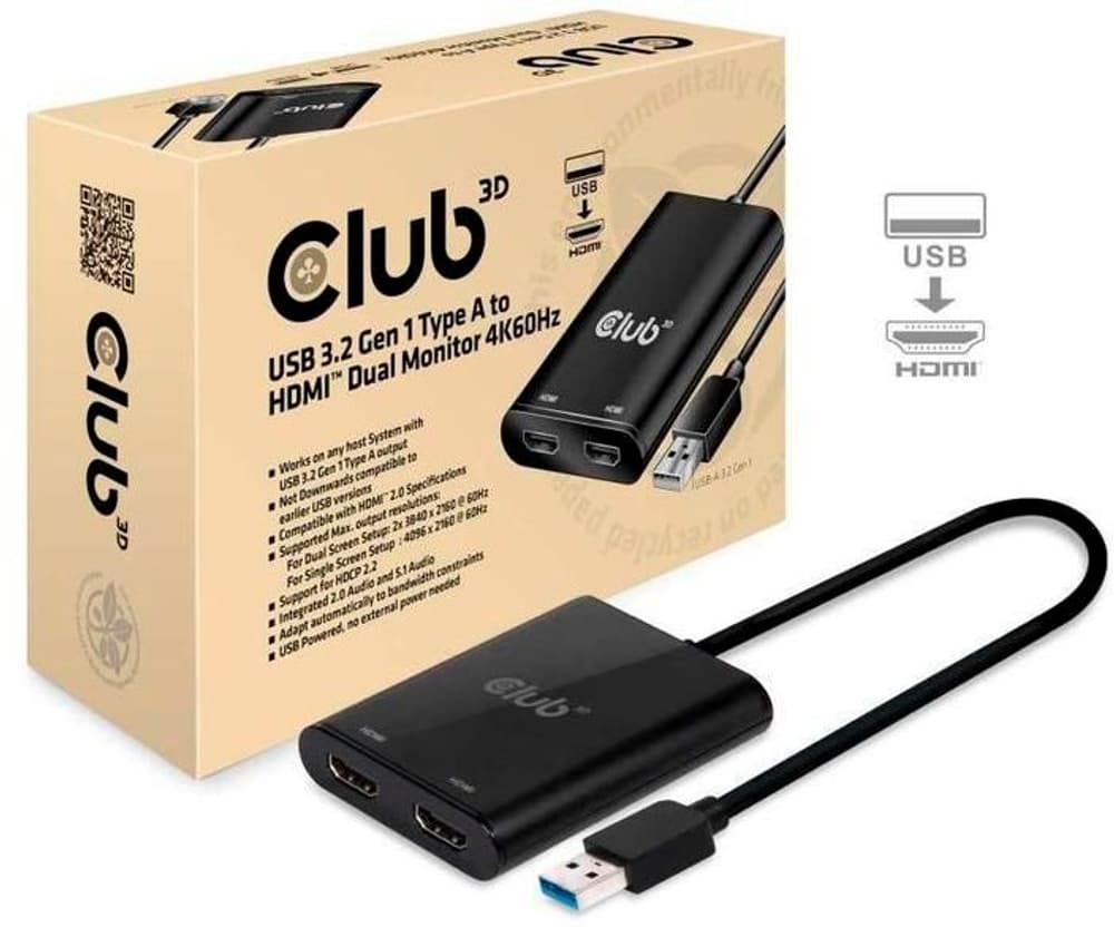 USB Typ-A 3.1 - 2x HDMI 2.0 Adattatore video Club 3D 785302409392 N. figura 1
