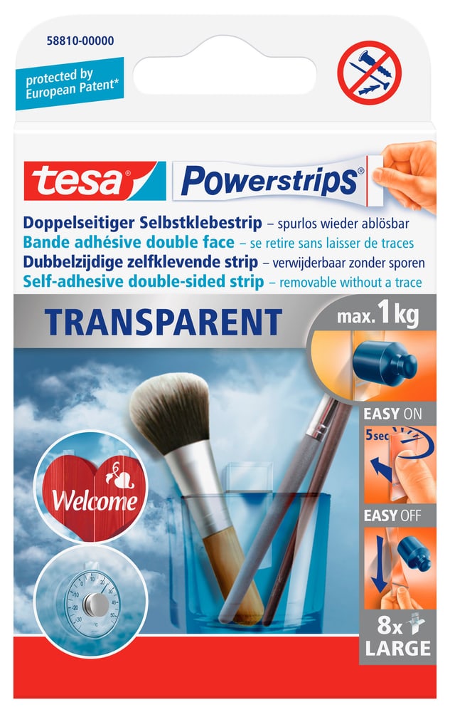 Powerstrips® Strips Transparent LARGE Languettes adhésives, Powerstripes Tesa 661622900000 N. figura 1