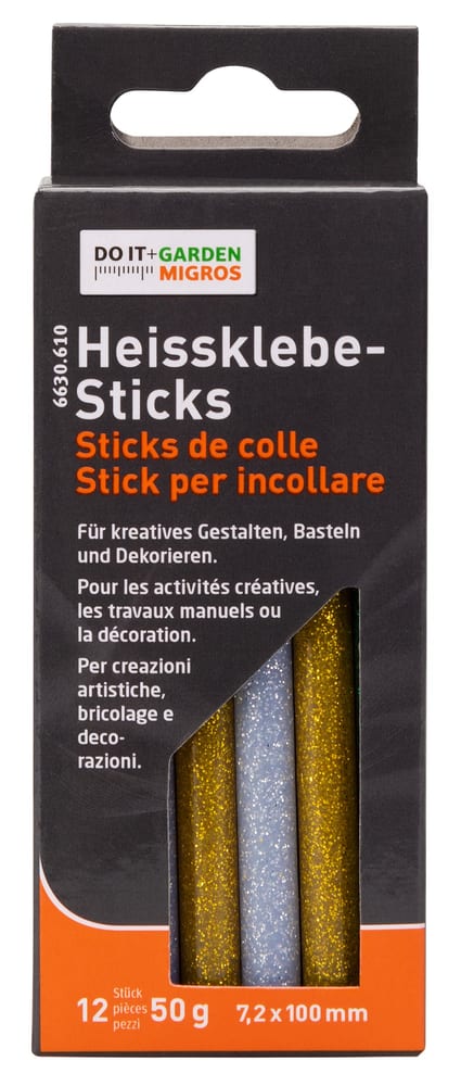 Glitter Heissklebe-Sticks, 12 Stück, 7,2x100mm Heissklebestick Do it + Garden 663061000000 Bild Nr. 1
