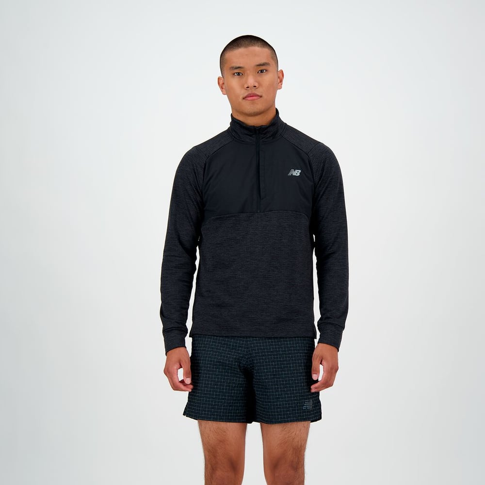 Athletics Heat Grid 1/2 Zip Chemise à manches longues New Balance 474127800420 Taille M Couleur noir Photo no. 1