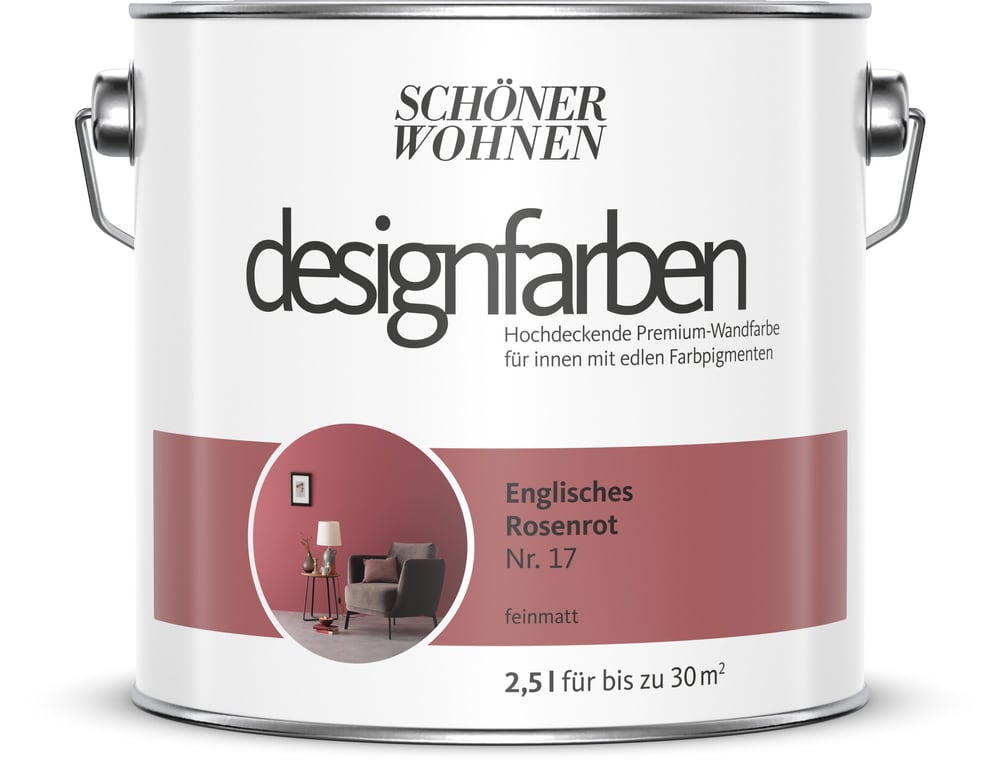 Designfarbe Rosenrot 2,5 l Pittura per pareti Schöner Wohnen 660976400000 Contenuto 2.5 l N. figura 1