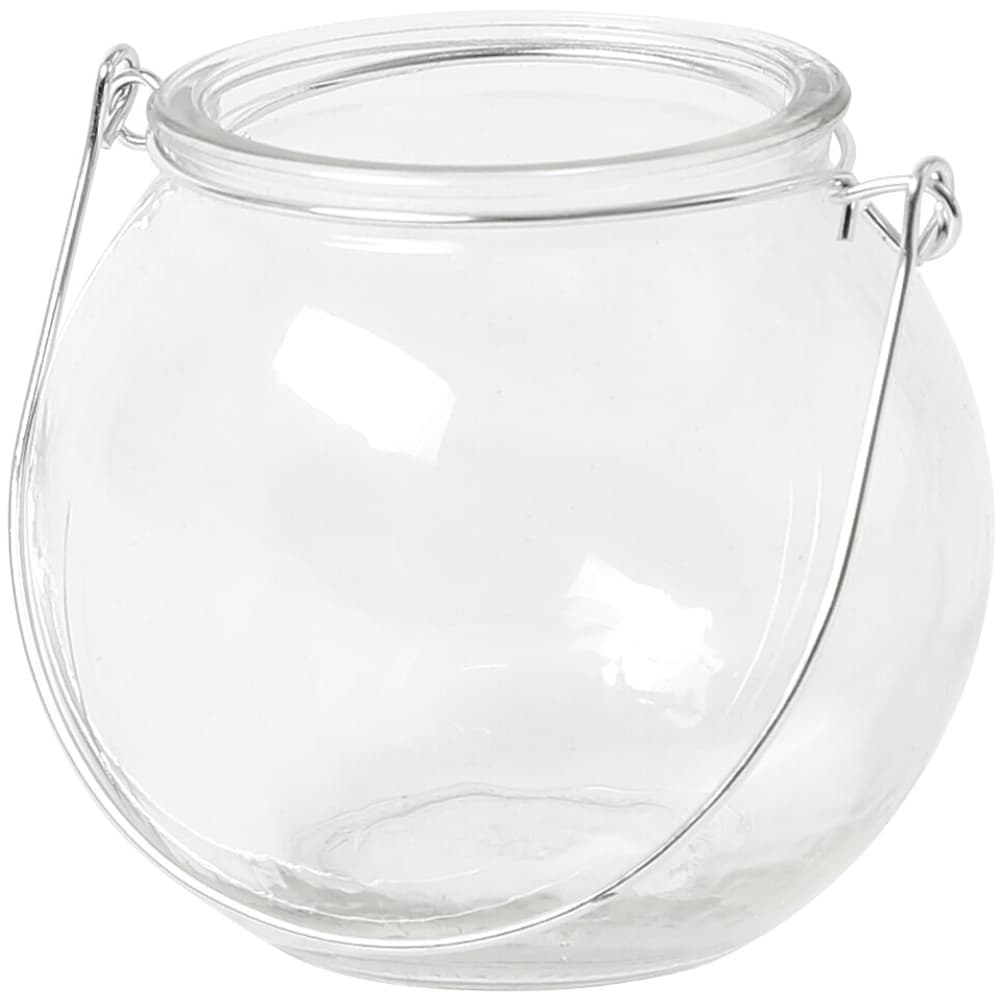 Teelichtglas mit Bügel, Windlicht aus Glas mit silberfarbenem Henkel zum Bemalen und Gestalten, Transparent,  ø 9.5 x 8.5 cm Teelichtglas 668050600000 Bild Nr. 1