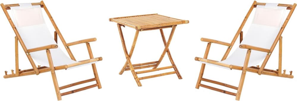 Set bistrò in legno di bambù chiaro e bianco sporco ATRANI/MOLISE Set di tavolino e sedie Beliani 759248300000 N. figura 1