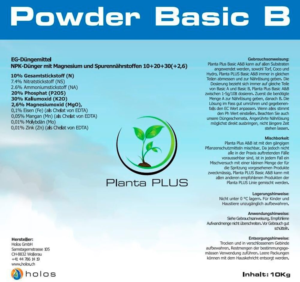 Polvere Basic B-10 kg Fertilizzante solido PlantaPlus 669700104903 N. figura 1