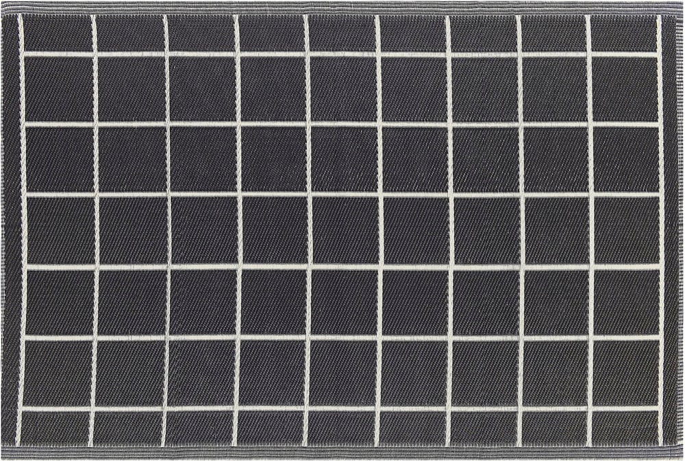 Tapis extérieur noir au motif à carreaux 120 x 180 cm RAMPUR Tapis de plein air Beliani 759197600000 Photo no. 1