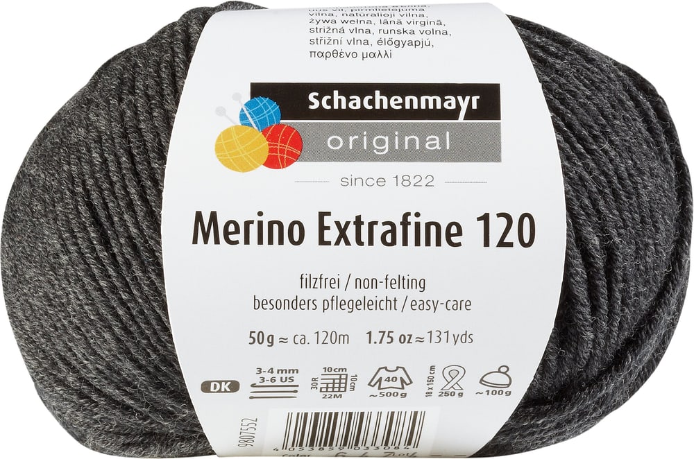 Lana Merino Extrafine 120 Lana vergine Schachenmayr 665510300200 Colore Antracite N. figura 1