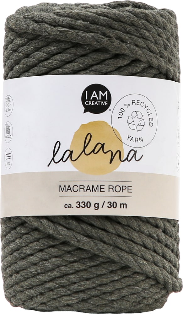 Macrame Rope khaki, Lalana Knüpfgarn für Makramee Projekte, zum Weben und Knüpfen, Erdfarbe, 5 mm x ca. 30 m, ca. 330 g, 1 gebündelter Strang Makramee Garn 668364200000 Bild Nr. 1