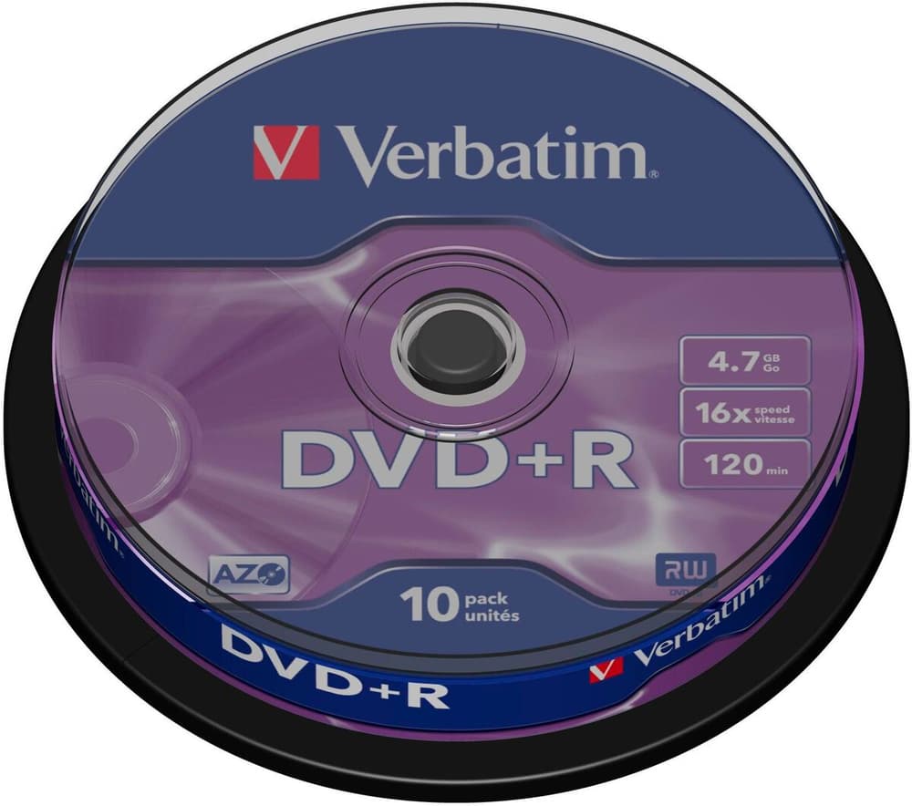 DVD+R 4,7 GB, fuso (10 pezzi) DVD vuoti Verbatim 785302435996 N. figura 1