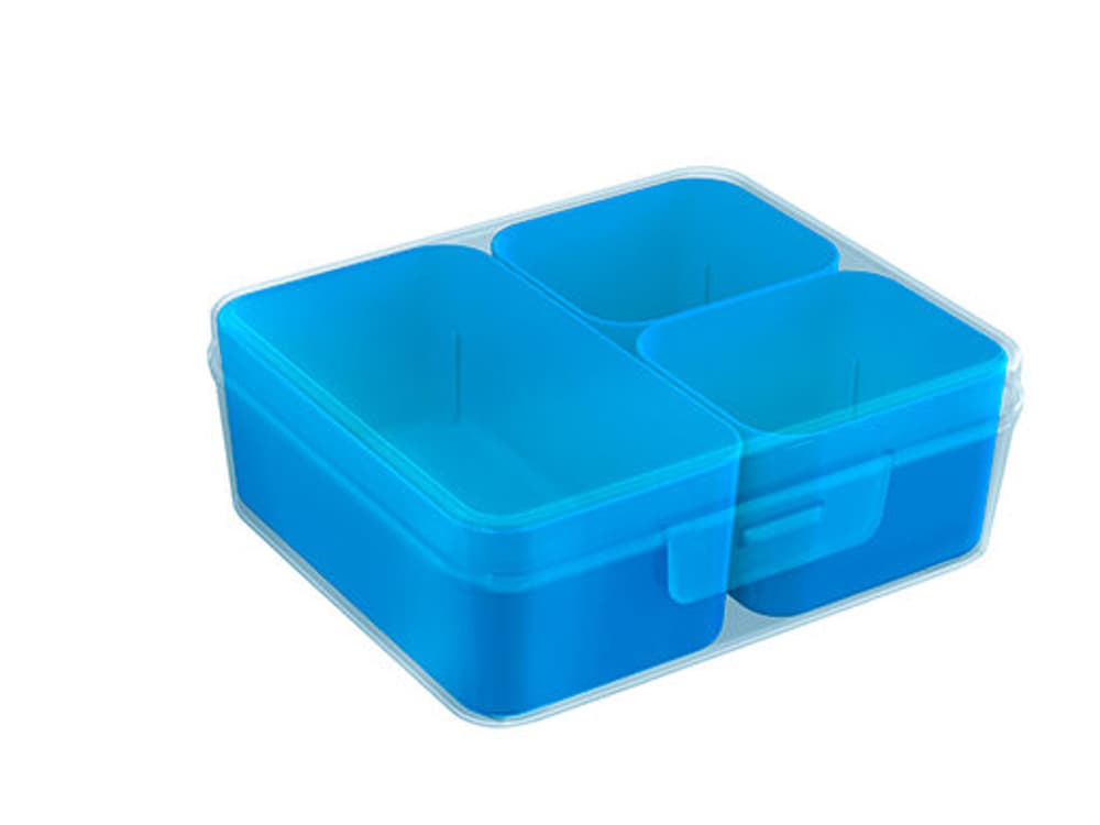 Q-Line Mixed Divider Box avec 3 Baskets Boîte de rangement avec insert 603762600000 Taille L: 146.0 mm x L: 130.0 mm x H: 53.0 mm Couleur Bleu-transparent Photo no. 1