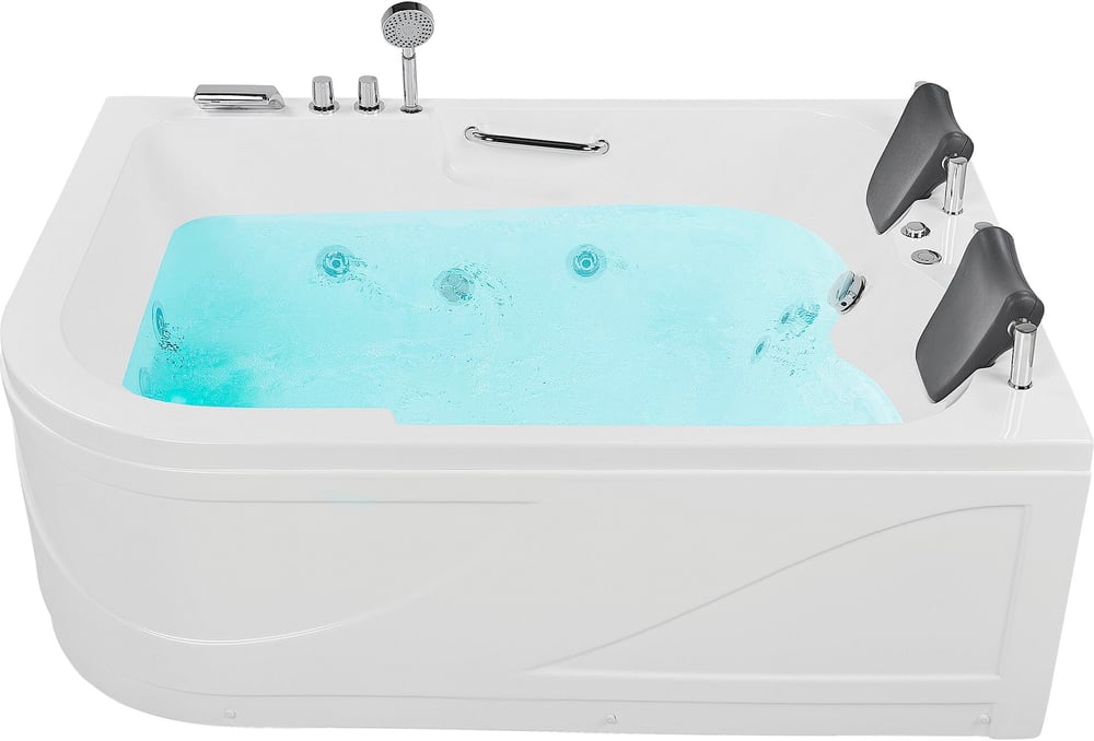 Vasca da bagno idromassaggio angolare bianca sinistra con LED 170 x 119 cm BAYAMO Vasca da bagno angolare Beliani 620290200000 N. figura 1