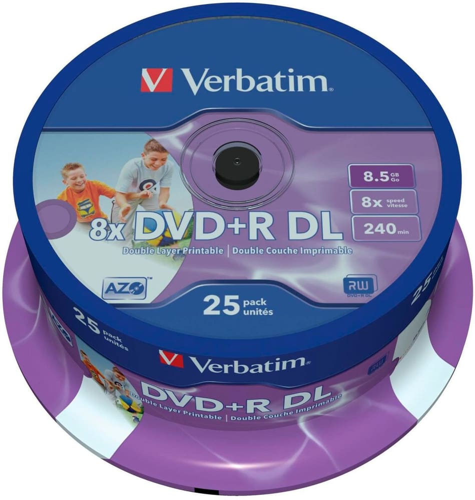 DVD+R 8,5 GB, fuso (25 pezzi) DVD vuoti Verbatim 785302436028 N. figura 1
