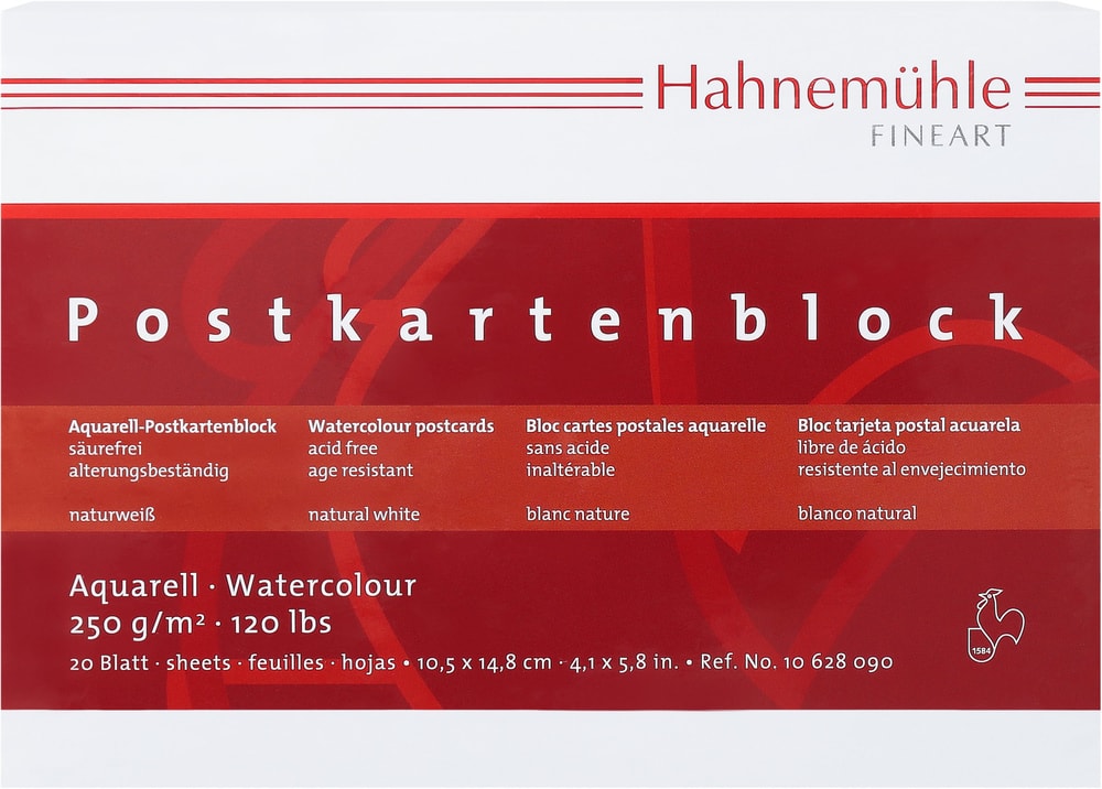Hahnemühle Bloc di caroline Blocco per cartoline ad acquerello Pebeo 663554700000 N. figura 1