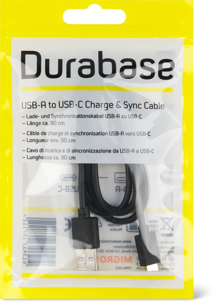 USB-A to USB-C Charge & Sync Cable Cavo di ricarica Durabase 798666300000 N. figura 1