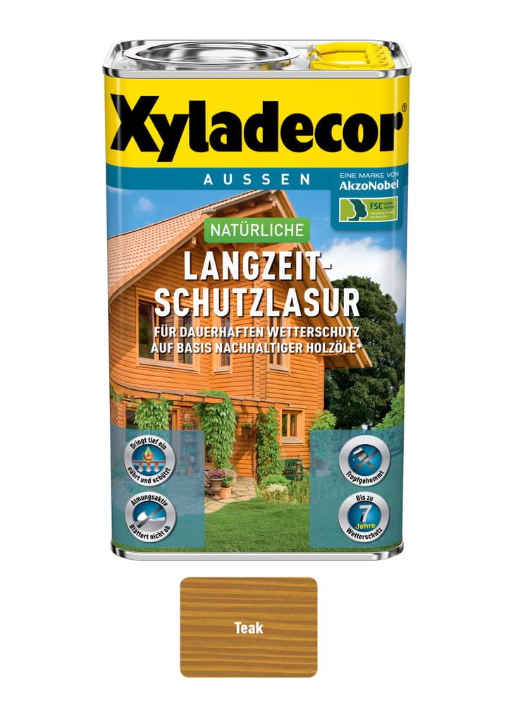 natürliche Langzeitschutzlasur Teak 2.5 l XYLADECOR 661778300000 Farbe Teak Inhalt 2.5 l Bild Nr. 1