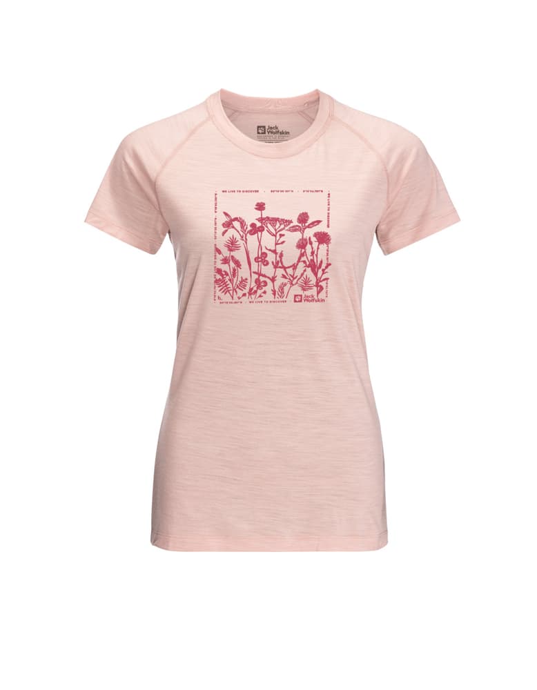 Kammweg Graphic T-shirt de trekking Jack Wolfskin 467552200338 Taille S Couleur rose Photo no. 1