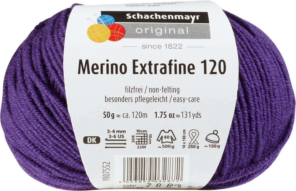 Laine Merino Extrafine 120 Laine Schachenmayr 665510300100 Couleur Violet Photo no. 1