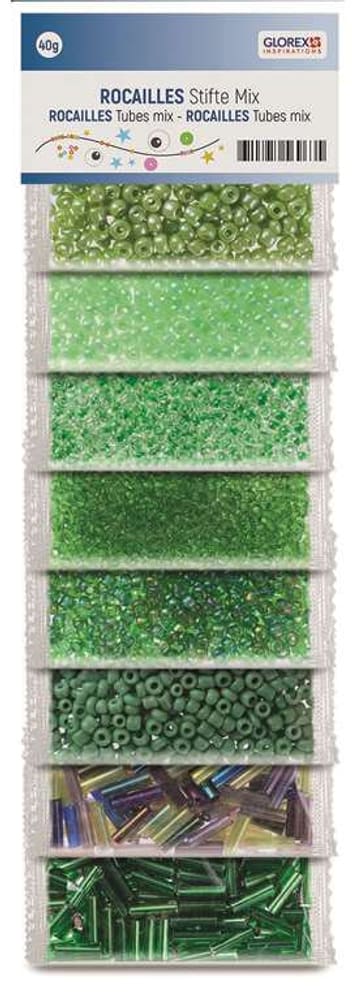 Mix Rocailles/tubi, verde 8 colori, 40g Perline artigianali 608106800000 N. figura 1