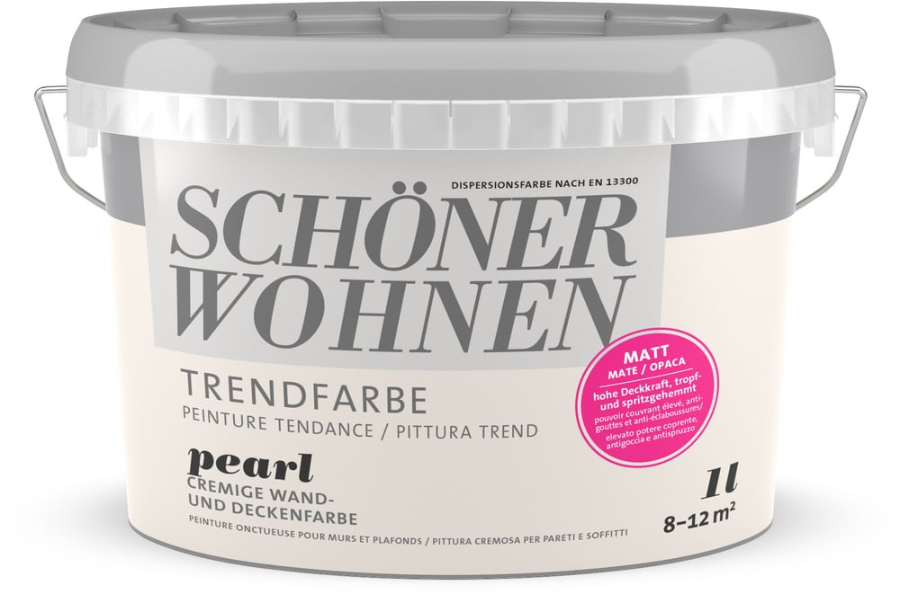 Vernice di tendenza opaca Pearl 1 l Pittura per pareti Schöner Wohnen 660963100000 Contenuto 1.0 l N. figura 1