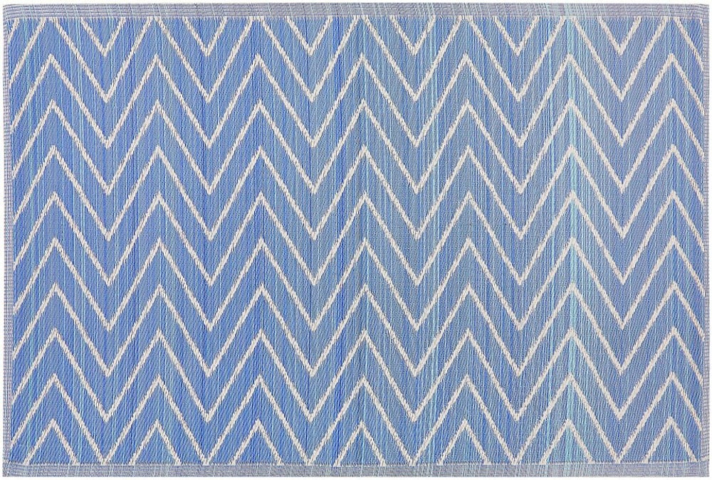 Tappeto da esterno blu con motivo a zig zag 120 x 180 cm BALOTRA Tappeto per esterni Beliani 759231600000 N. figura 1