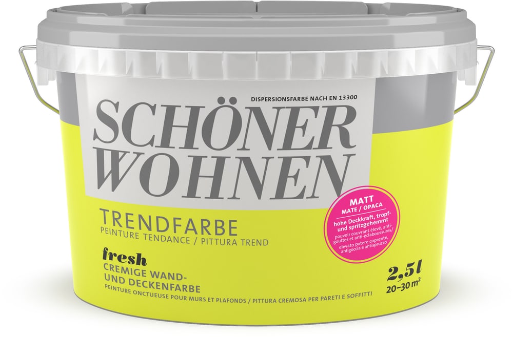 Vernice di tendenza opaca Fresh 2.5 l Pittura per pareti Schöner Wohnen 660907400000 Contenuto 2.5 l N. figura 1