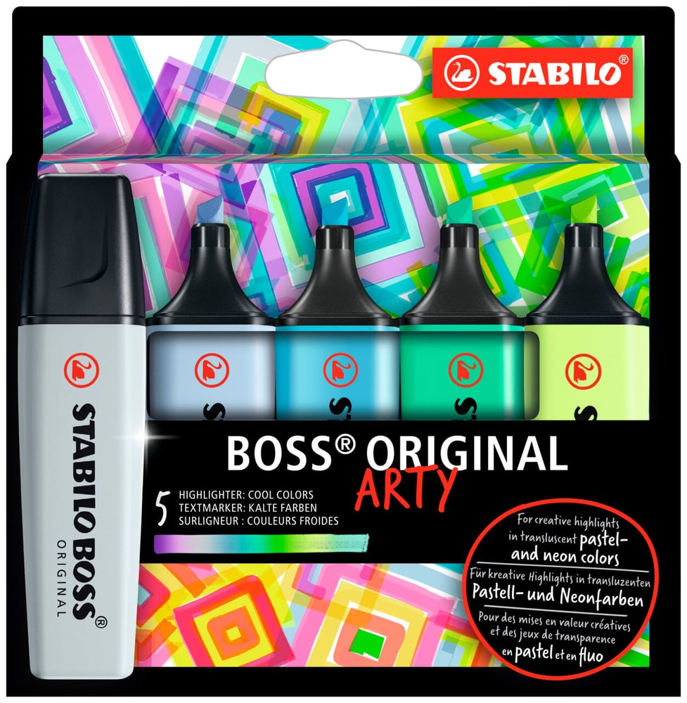 STABILO® BOSS® ORIGINAL surligneurs couleurs froides étui en carton ARTY de 5 Des crayons Stabilo 668371400000 Photo no. 1