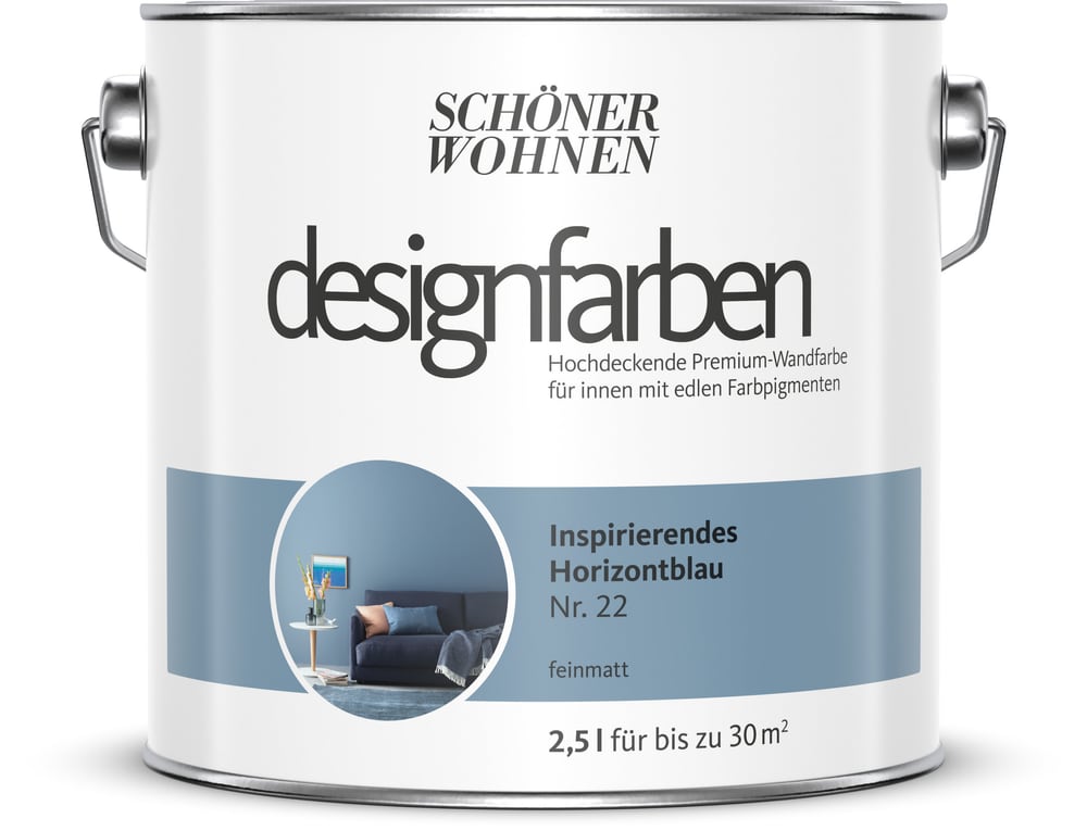 Designfarbe Horizontblau 2,5 l Pittura per pareti Schöner Wohnen 660976900000 Contenuto 2.5 l N. figura 1
