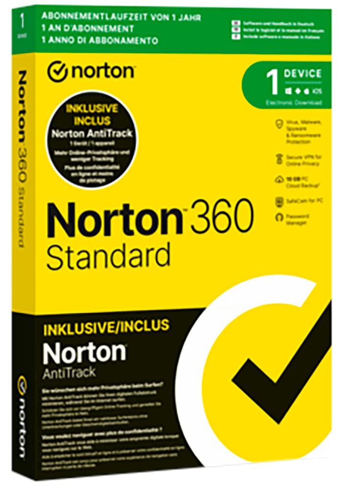 360 Standard 10GB + AntiTrack 1 Device 12MO [PC/Mac/Android/iOS] Antivirus (Box) Norton 785300169606 Bild Nr. 1