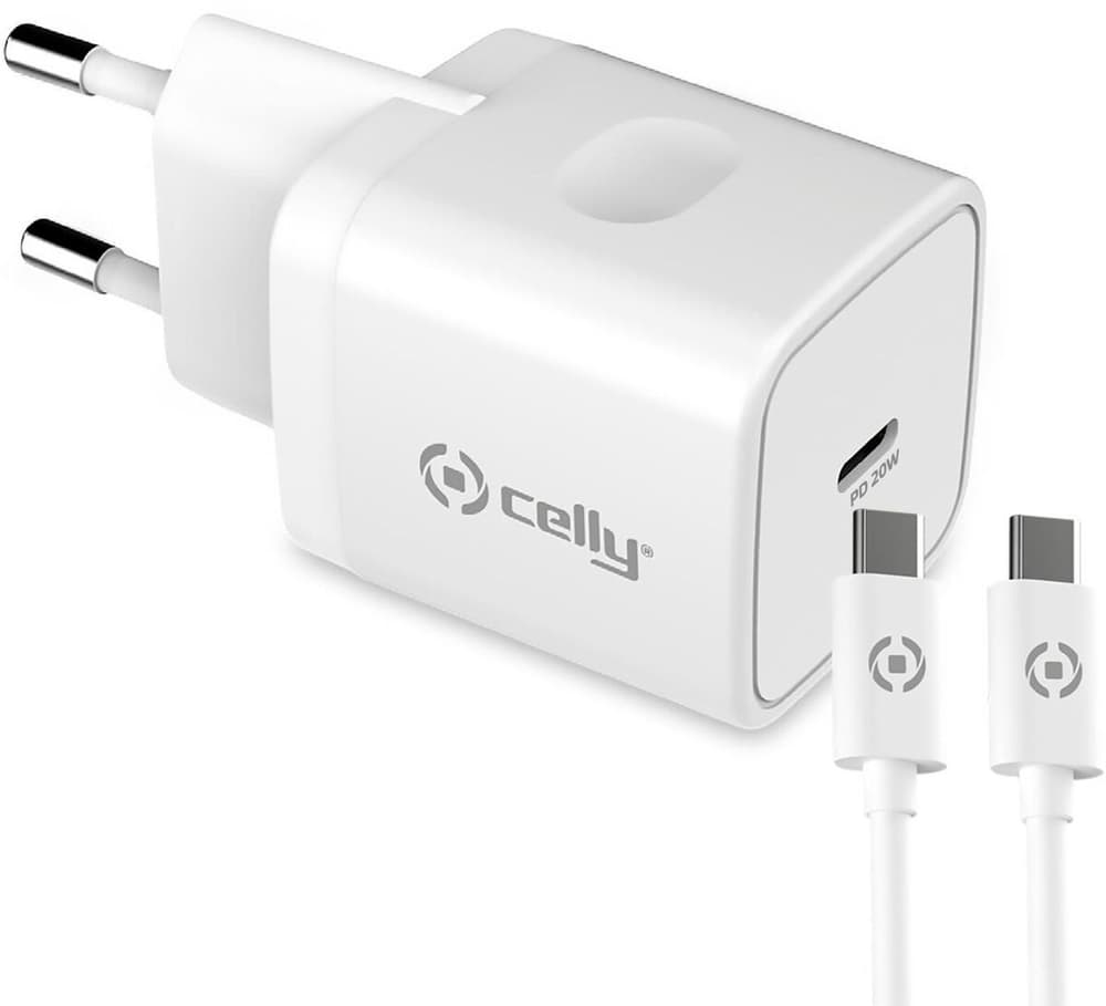 USB-C Wall Charger with USB-C to USB-C Cable 20W USB Stromadapter Celly 772847900000 Bild Nr. 1