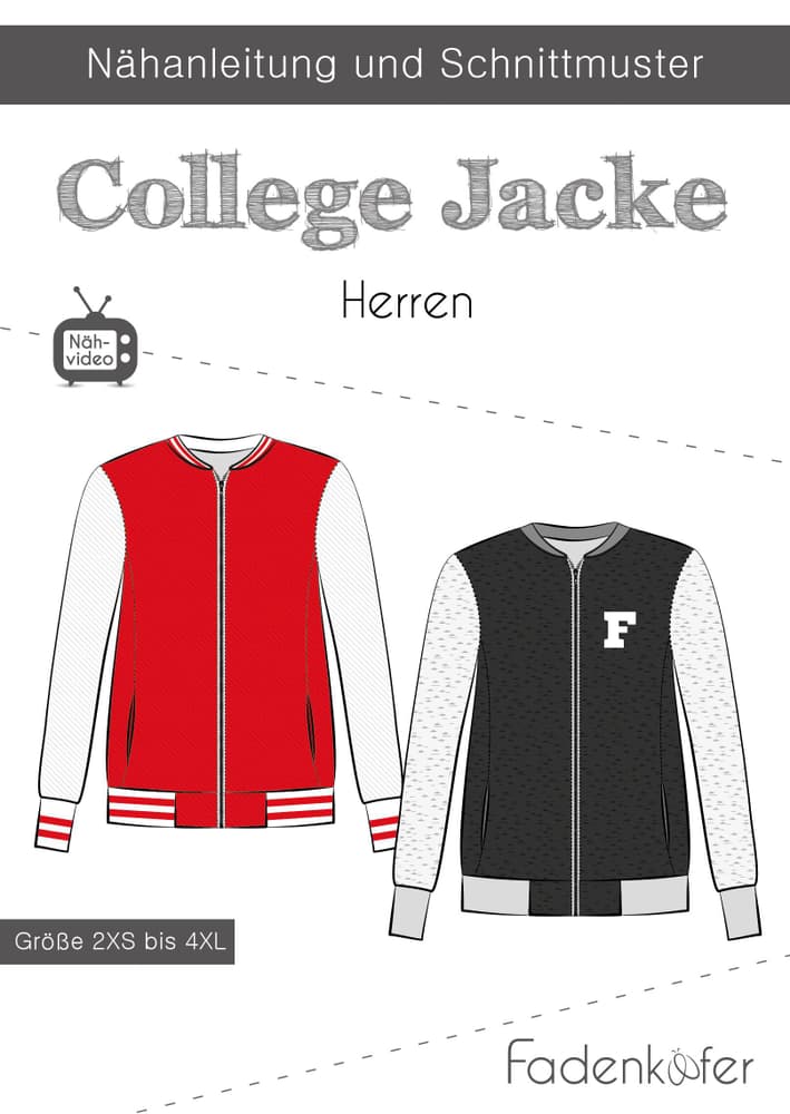 Papierschnittmuster College Jacke Herren Schnittmuster Fadenkäfer 669700125646 Bild Nr. 1