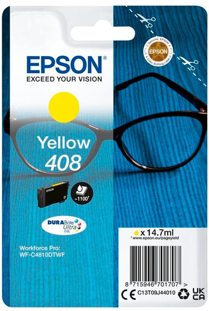 Singlepack Yellow 408 DURABrite Ultra Ink Cartuccia d'inchiostro Epson 785302432078 N. figura 1